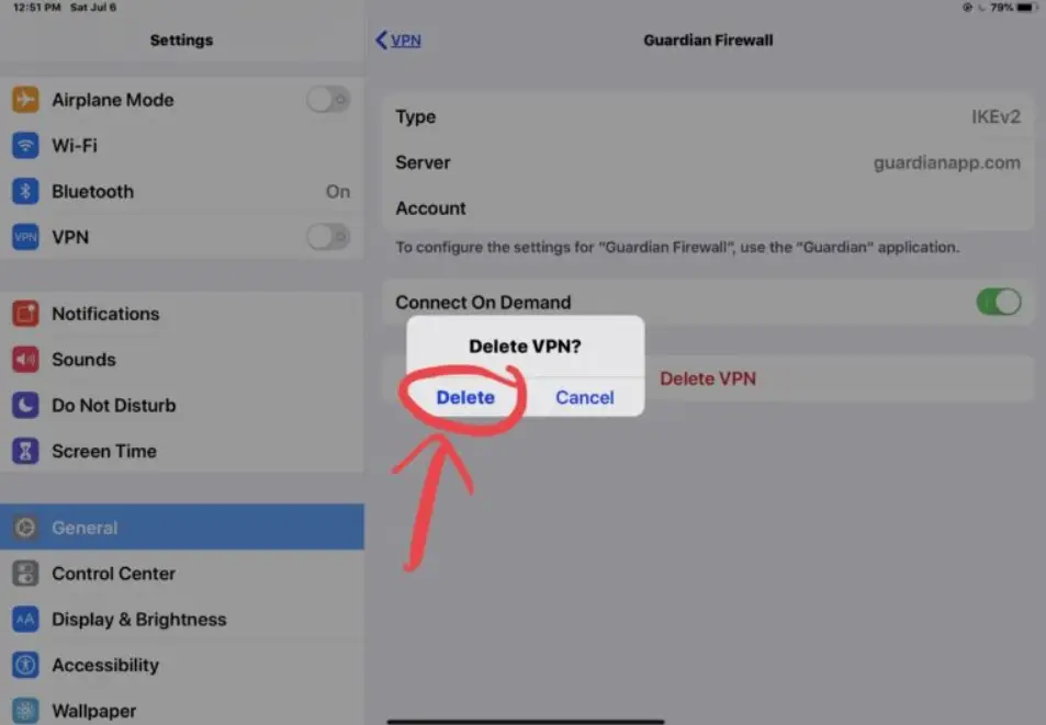 ipad vpn deleted
